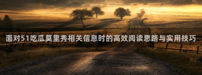 黑料吃瓜网站:面对51吃瓜莫里秀相关信息时的高效阅读思路与实用技巧